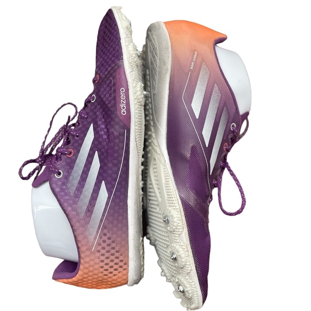 Womens ADIDAS Adizero Ambition Purple Orange Distance Spikes Shoes Size 10 Track - Picture 7 of 7